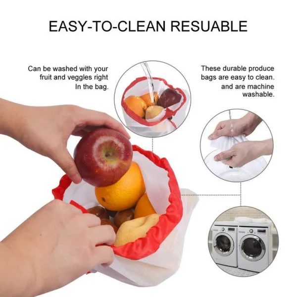 Washable Mesh Produce Bags — Set of 3