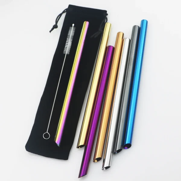 Wide Stainless Steel Smoothie Straws