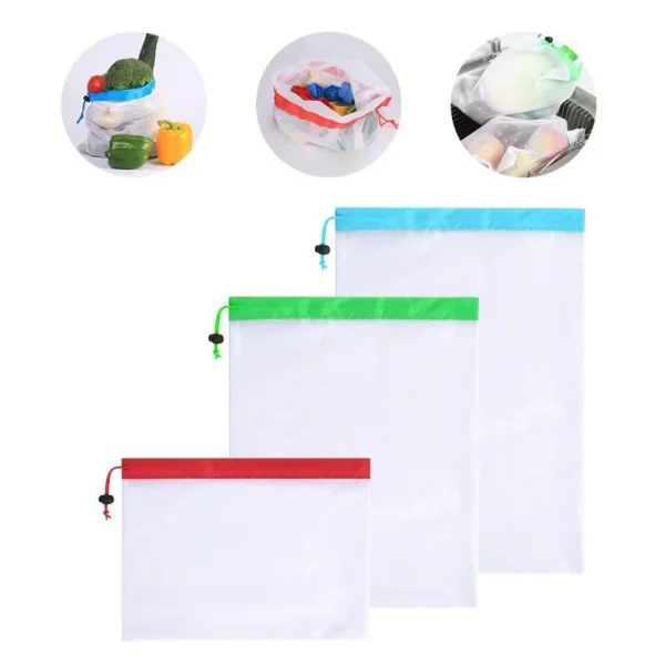 Reusable Mesh Produce Bags — 3 Sizes