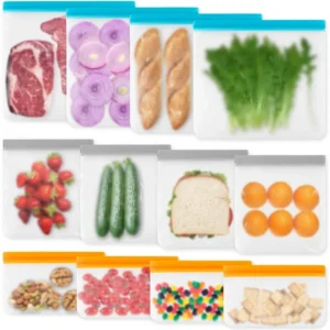 Reusable Silicone Food Storage Bags — 12 Pack
