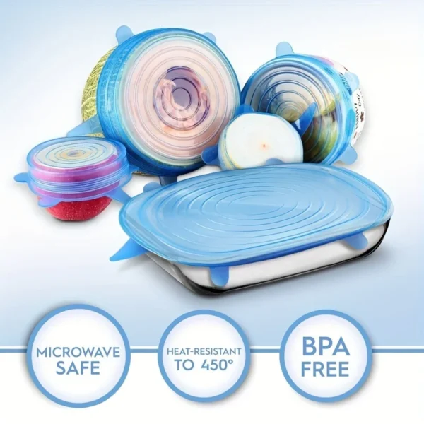 Reusable Silicone Stretch Lids — 6 Pack