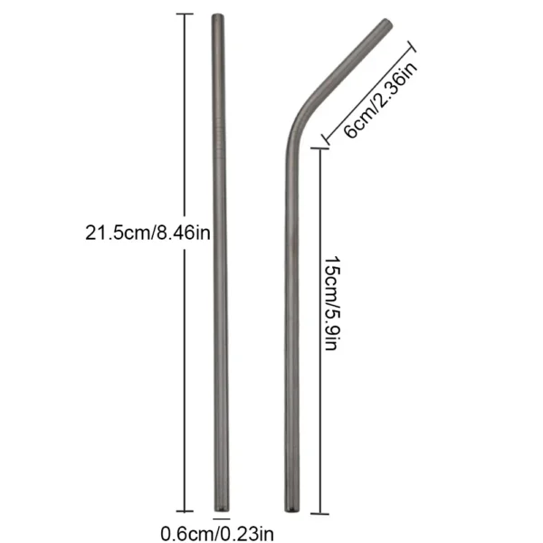 Black Stainless Steel Reusable Straw Set