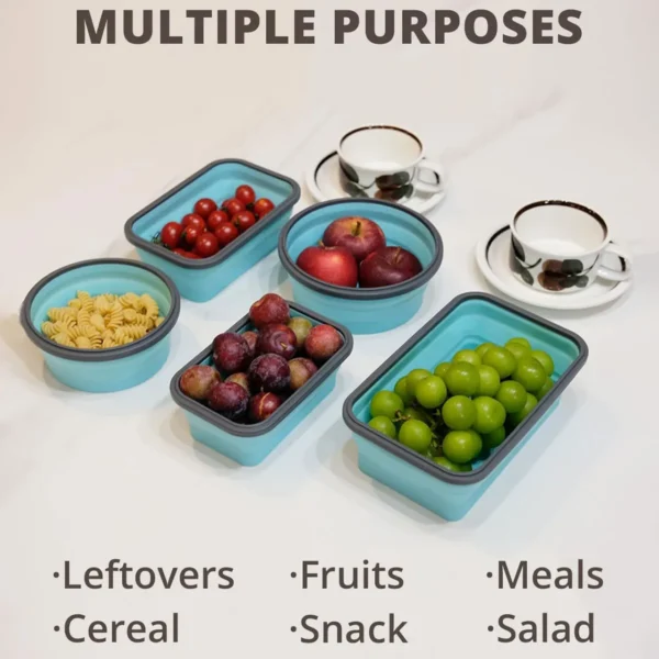 Collapsible Silicone Food Containers with Lids