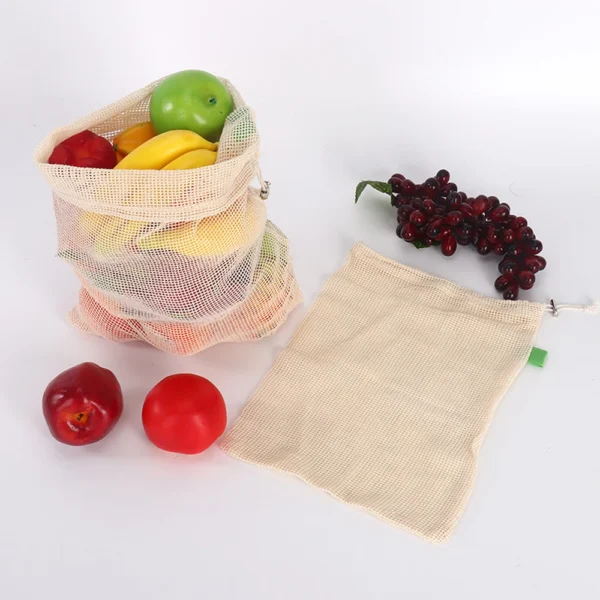 Reusable Cotton Mesh Produce Bags