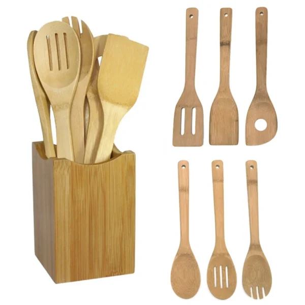 Bamboo Cooking Utensils — 6 Piece Set