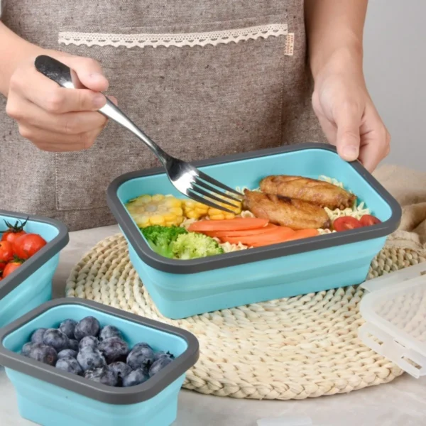 Collapsible Silicone Food Containers with Lids