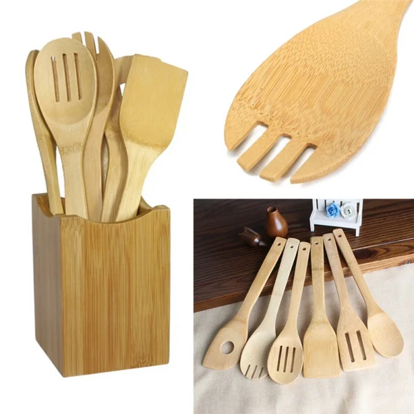 Bamboo Cooking Utensils — 6 Piece Set