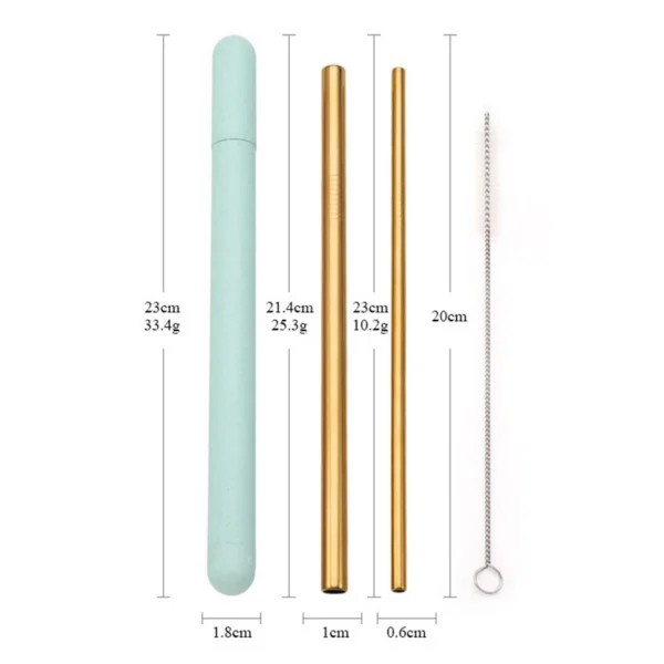 Stainless Steel Reusable Straw Set