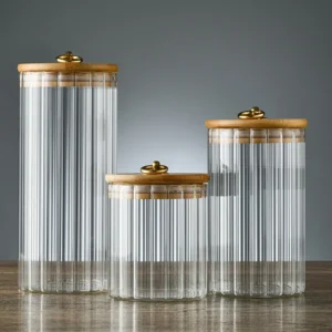 Glass Storage Jars with Bamboo Lids — Set