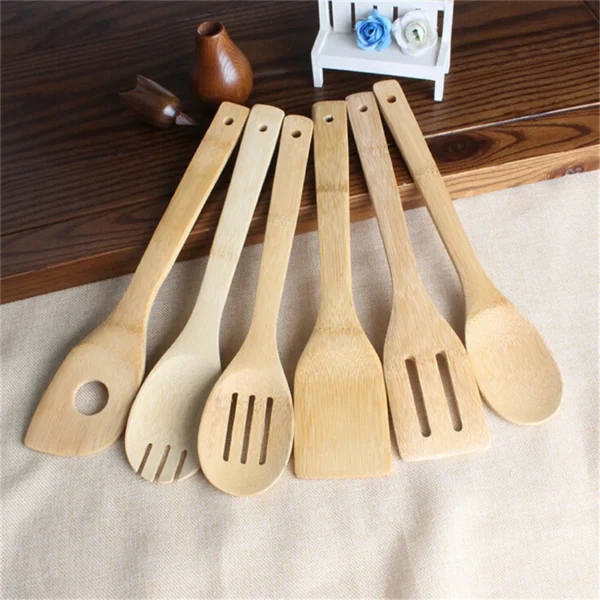 Bamboo Cooking Utensils — 6 Piece Set