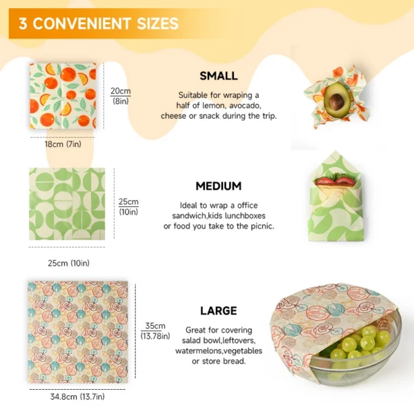 Reusable Beeswax Food Wraps — 9 Pack